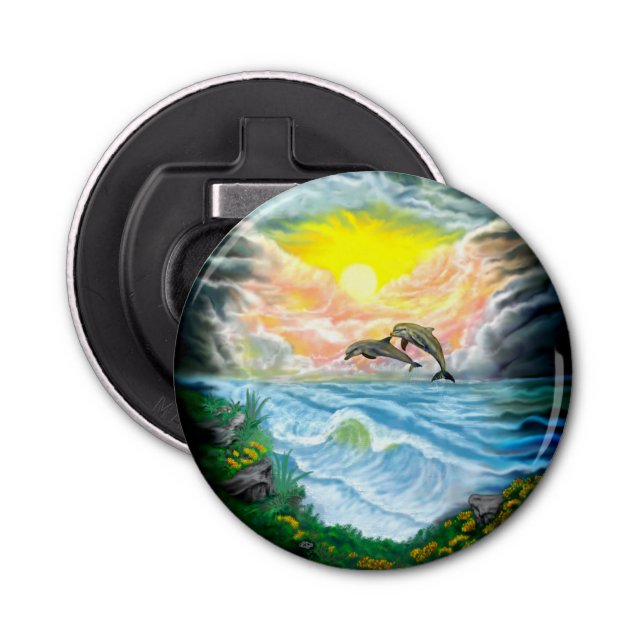 Abrebotellas Jugando a los delfines al sol (Anverso)