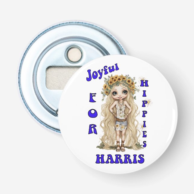 Abrebotellas Kamala Harris Joyful Hippie Boho Cute (Anverso)