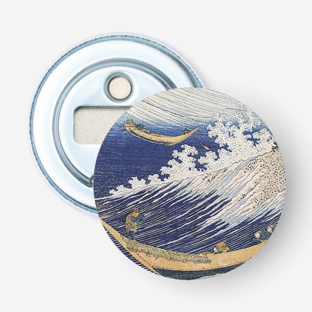 Abrebotellas Katsushika Hokusai. Olas oceánicas (Anverso)