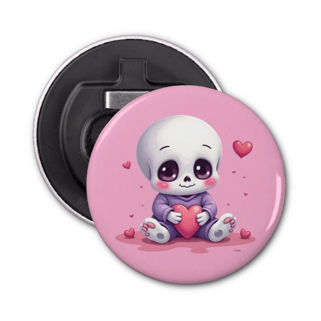 Abrebotellas Kawaii Skeleton Holding Heart (Anverso)