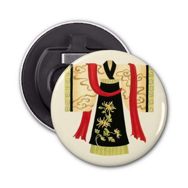 Abrebotellas Kimono japonés tradicional con impresión floral (Anverso)