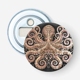 Abrebotellas Kraken Steampunk Octopus Ornate Gold Black