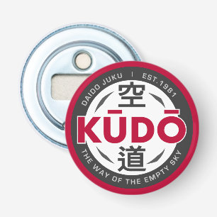 Abrebotellas Kudo – Emblema minimalista de artes marciales japo