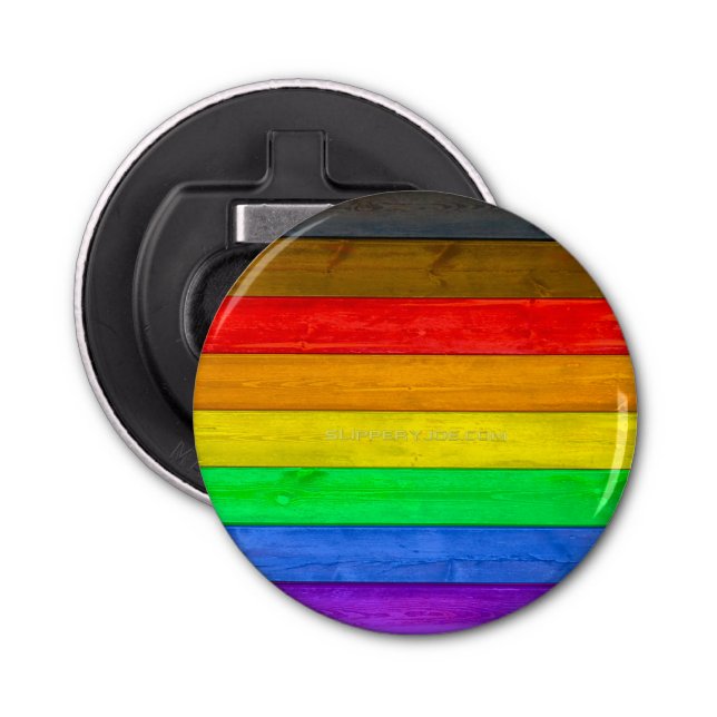 Abrebotellas La bandera del orgullo gay inclusivo de SlipperyJo (Anverso)