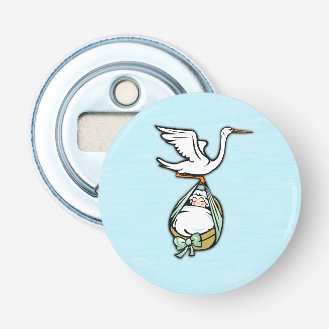 Abrebotellas La cigüeña lleva un bebé varón (Anverso)