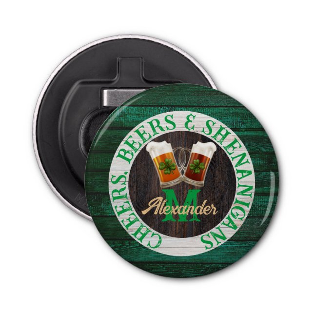 Abrebotellas La Madera Rústica Marrón Saluda A Beers Shenanigan (Anverso)