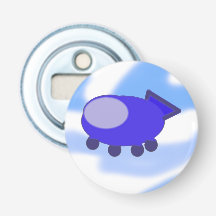 La nave espacial azul voladora