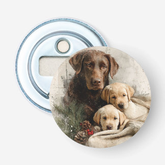 Abrebotellas Labrador and Puppies Vintage Christmas