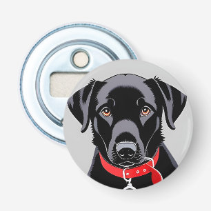 Abrebotellas Labrador negro con collar rojo