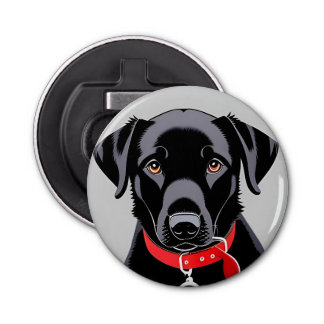 Abrebotellas Labrador negro con collar rojo