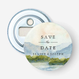 Abrebotellas Lago De Las Montañas De Las Acuarelas Rústicas Sal