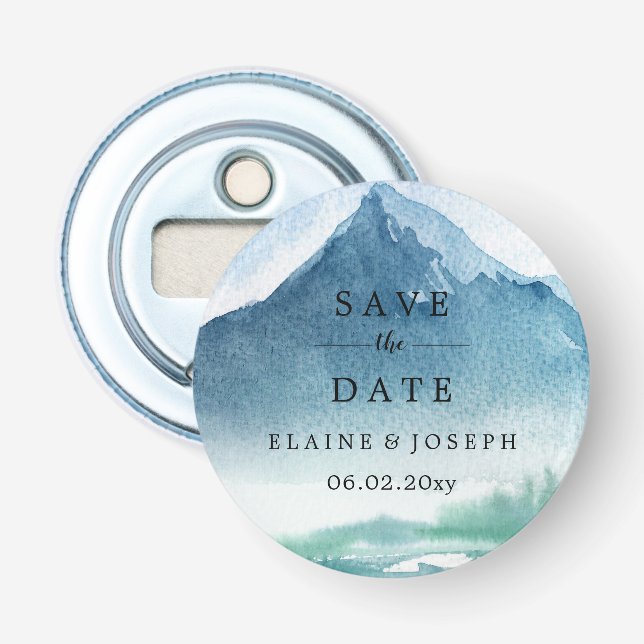 Abrebotellas Lago De Las Montañas De Las Acuarelas Rústicas Sal (Anverso)