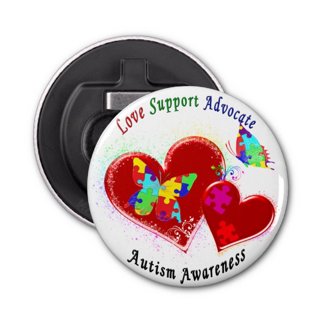 Abrebotellas Las mariposas del autismo en los corazones (Anverso)