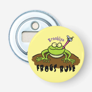 Abrebotellas Las ranas gobiernan personalizado de rana verde di