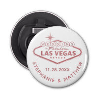 Las Vegas Boda Date Favor Magnético Rosa