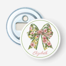 Lazo Floral Rosa y Verde Preppy Personalizado