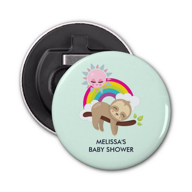 Abrebotellas Lazy Slote lindo con Baby Shower Sun & Rainbow (Anverso)