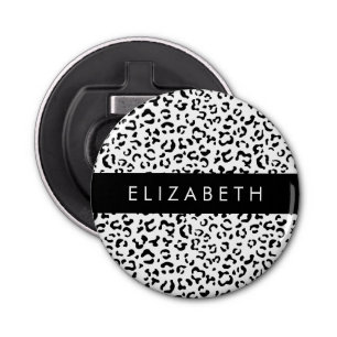 Abrebotellas Leopard Print, Spots, Black And White, Tu Nombre