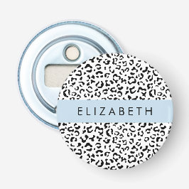 Abrebotellas Leopard Print, Spots, Black And White, Tu Nombre