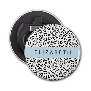 Abrebotellas Leopard Print, Spots, Black And White, Tu Nombre