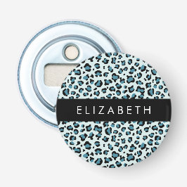 Abrebotellas Leopard Print, Spots, Blue Leopard, tu nombre