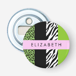 Abrebotellas Leopardo Print, Zebra Print, Green, Your Name