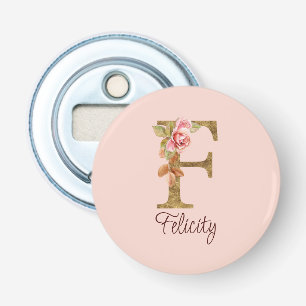 Abrebotellas Letra de nombre personalizada F Relieve metalizado