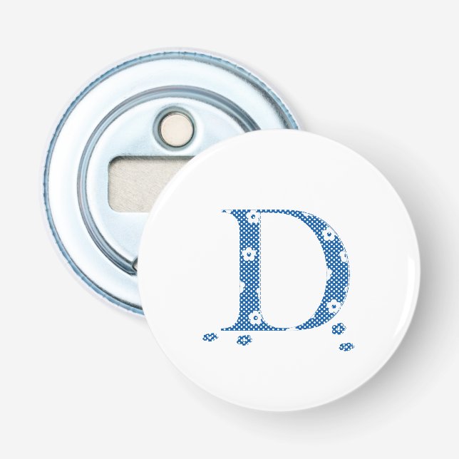 Abrebotellas Letra de patrón de flor D(azul) (Anverso)