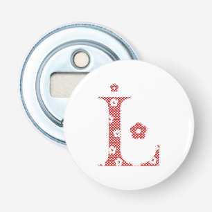 Abrebotellas Letra de patrón de flor L(roja)