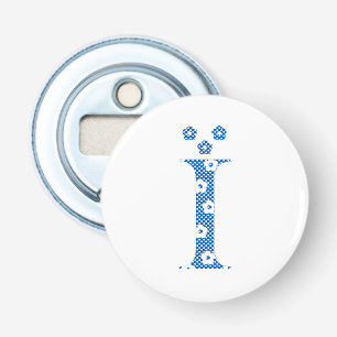 Abrebotellas Letra del patrón de flor I (azul)