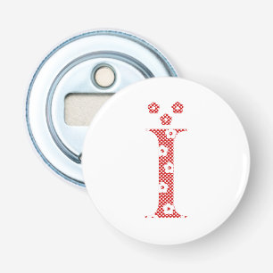 Abrebotellas Letra del patrón de flor I (rojo)