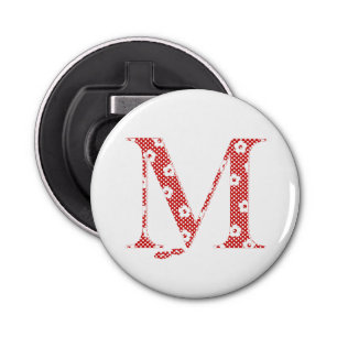 Abrebotellas Letra M(roja) del patrón de flor