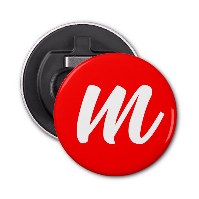 Abrebotellas Letra roja blanca caligráfica monográfica carta in (Anverso)