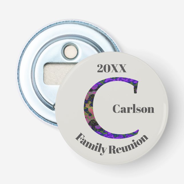 Abrebotellas Letra única de tinte C de unión familiar monograma (Anverso)