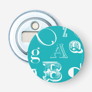 Abrebotellas Letras decorativas en fondo azul