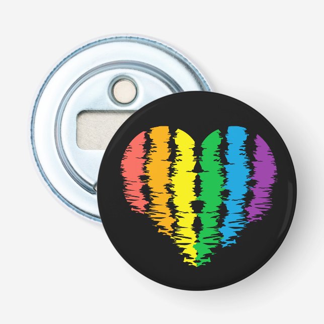 Abrebotellas LGBT+orgullo. Arcoiris cardíaco. (Anverso)