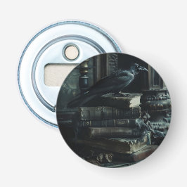 Abrebotellas Libros viejos y oscuros con cuervo