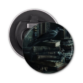 Abrebotellas Libros viejos y oscuros con raven