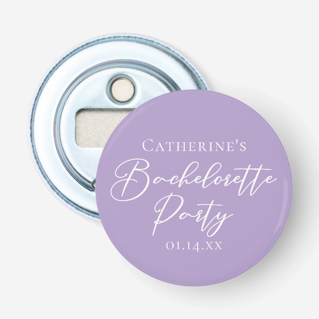 Abrebotellas Lilac Purple Bachelorette Party Personalized (Anverso)