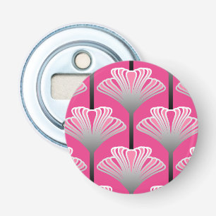 Abrebotellas Lirio Art Deco, fucsia rosa y gris plateado