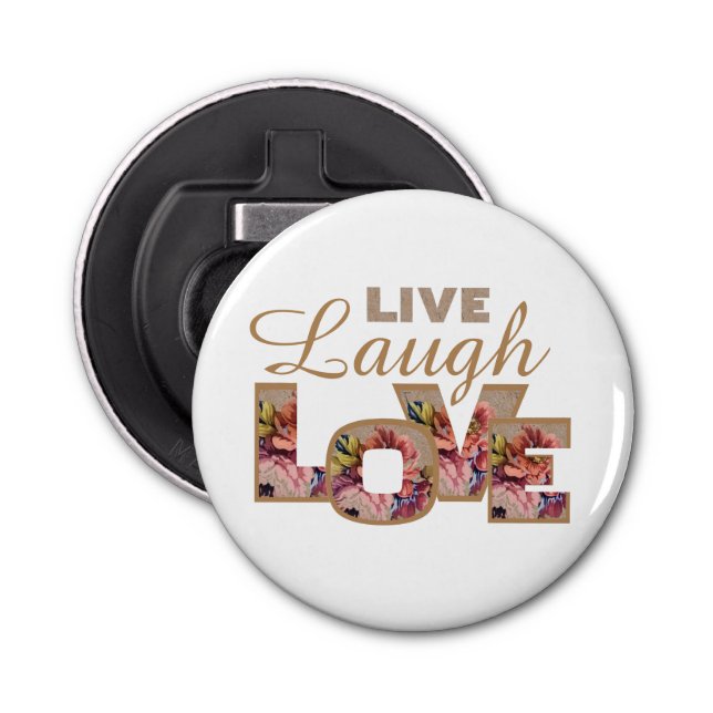 Abrebotellas Live, Laugh, Love Rustic Floral Letters (Anverso)