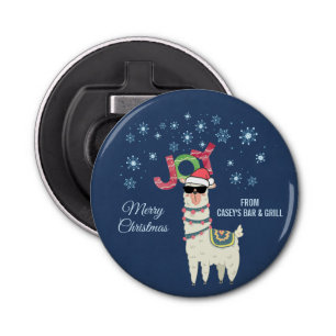 Abrebotellas Llama Guay en Santa Hat con Navidades de copas de