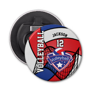 Abrebotellas Logo de 🏐 de voleibol rojo, azul y blanco