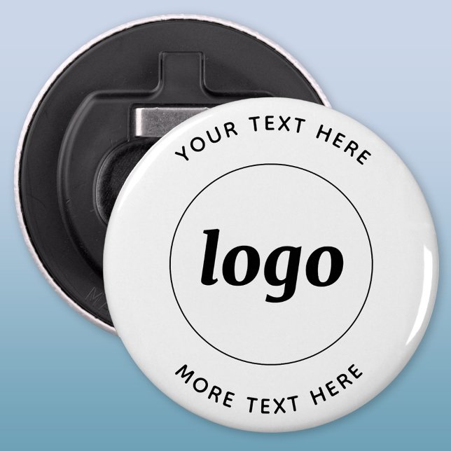 Abrebotellas Logotipo simple con negocio de texto (Simple logo with custom text business branding promotional button bottle opener)
