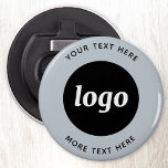Abrebotellas Logotipo simple con texto de negocios azul turbio<br><div class="desc">Añade tu propio logotipo y elección de texto a este diseño. Eliminar el texto superior o inferior si lo prefiere. Minimalista y profesional. Excelente para la marca de empleados, o como producto promocional para sus clientes y clientes. Cambie el color de fondo en la Herramienta de diseño o envíe un...</div>