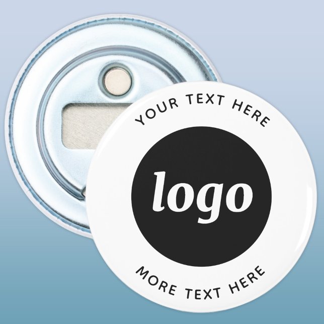 Abrebotellas Logotipo Simple Con Texto Empresarial (Simple logo with text promotional business button bottle opener)