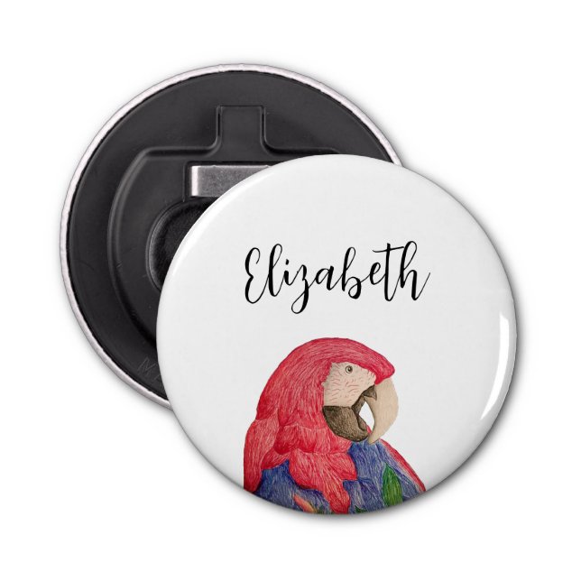 Abrebotellas Loro tropical dibujando jungla macao (Anverso)