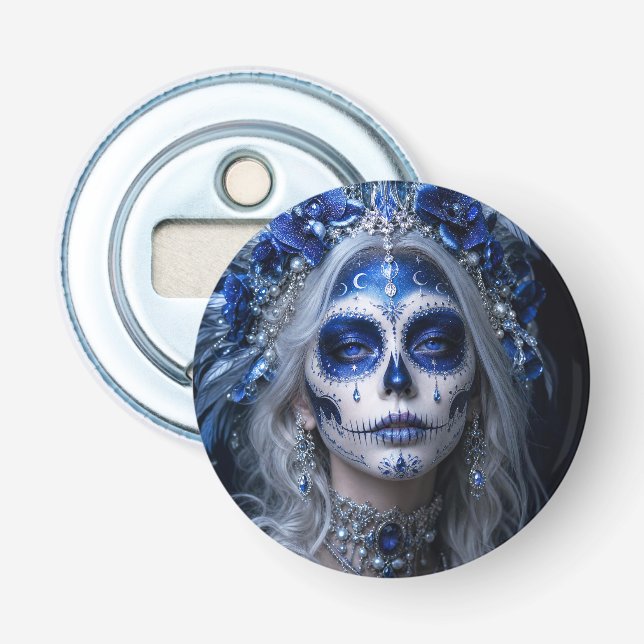 Abrebotellas Luna de zafiro Calavera – Celestial Azul  (Anverso)
