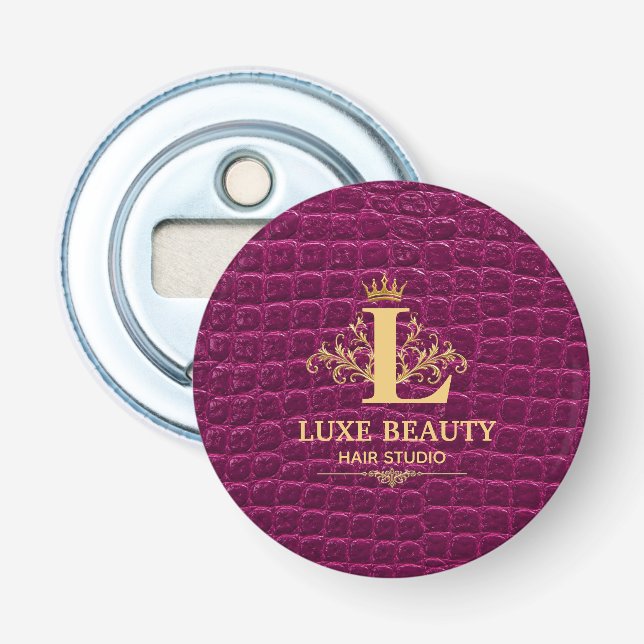 Abrebotellas Luxury Crocodile Leather Monogram Gold Initial  (Anverso)