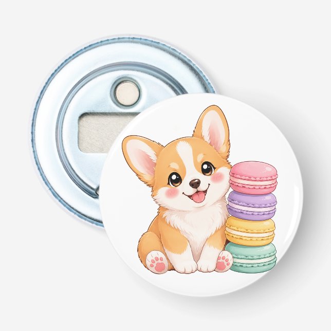 Abrebotellas macarons de corgi (Anverso)